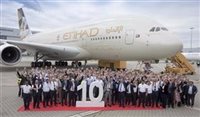 Etihad recebe seu décimo e último A380; confira festa