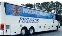 Pegasus recebe grupos em novos ônibus em Orlando Pegasus recebe grupos em novos ônibus em Orlando