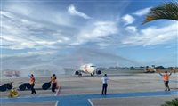 Volta dos voos da CVC a Porto Seguro teve batismo e celebração