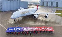 Emirates completa frota de A380 com entrega da 123ª aeronave