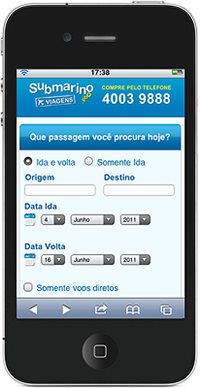 Submarino Viagens lança versão mobile do website