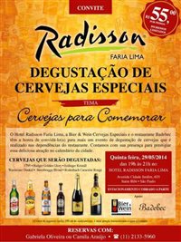 Cervejas para comemorar é tema da Confraria Radisson (SP) essa semana