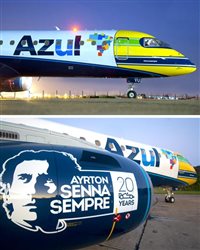 Azul personaliza aeronave em homenagem a Senna