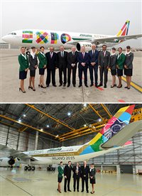 Alitalia e Etihad mostram aviões com pintura para Expo 2015