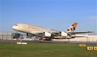 A380 da Etihad fará voo inaugural para Londres amanhã