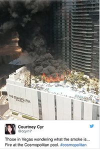 Fogo destrói área da piscina no Cosmopolitan Las Vegas