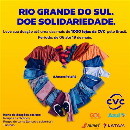 CVC também tem campanha de doações ao Rio Grande do Sul