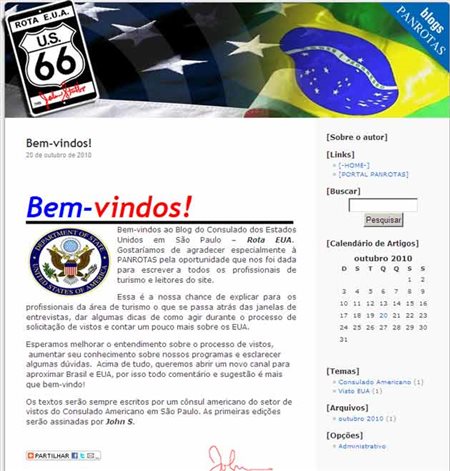 Consulado dos EUA estreia blog no Portal PANROTAS