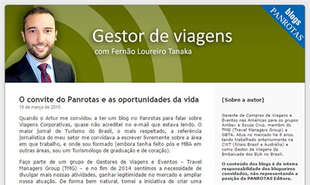 Gestor de viagens inicia blog no Portal PANROTAS