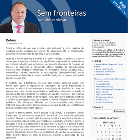 Blog Sem Fronteiras discute o nível da crise no turismo