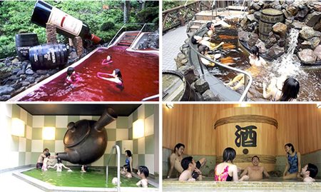 Resort no Japão oferece piscinas de vinho, chá e café